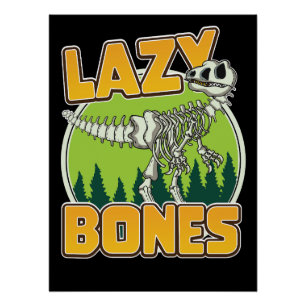 Lazy Bones Cartoon Logo Poster
