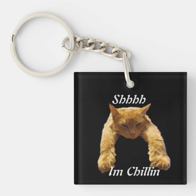 Lazy Brown Cat Chillin, Keyring Schlüsselanhänger (Vorderseite)
