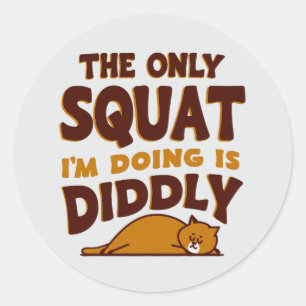 Lazy Cat Fitness - Didseliger Squat Champion Runder Aufkleber