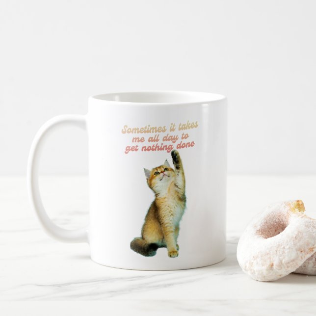 Lazy Cat Lover Funny Niedlich Cat Kaffeetasse (Mit Donut)