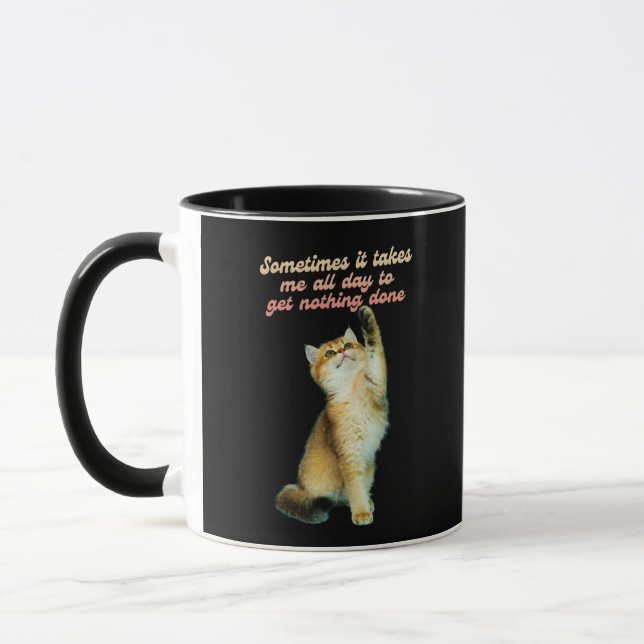 Lazy Cat Lover Funny Niedlich Cat Tasse (Links)