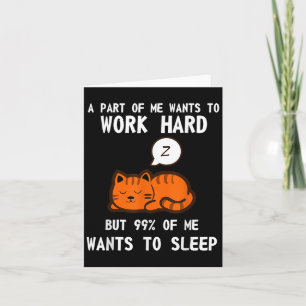Lazy Cat Sleeping Müred Work Motivation Karte