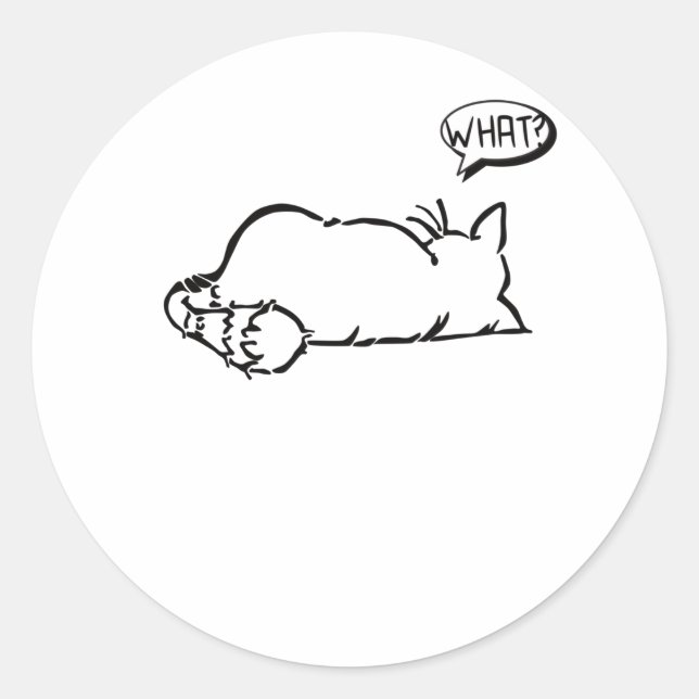 Lazy Cat - What? - Cats Runder Aufkleber (Vorderseite)