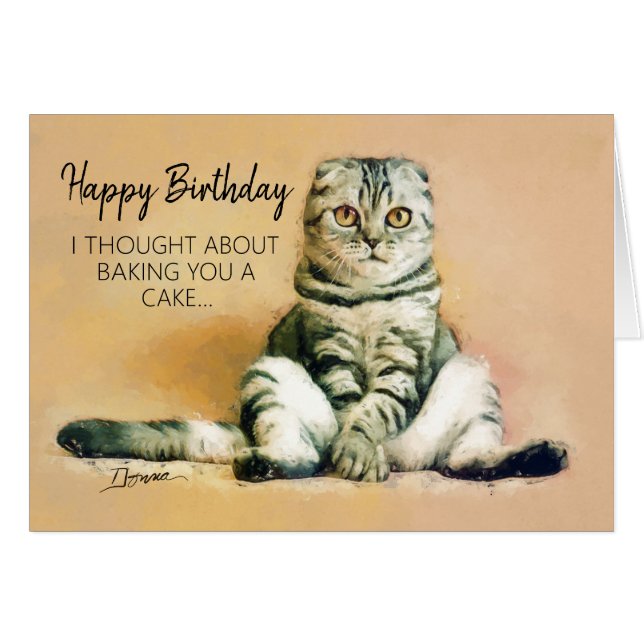 Lazy Chat Bonne Carte de voeux Anniversaire (Devant Horizontal)