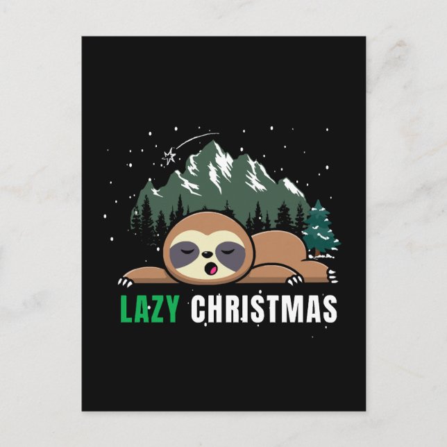 Lazy Christmas Sloth Funny Postkarte (Vorderseite)