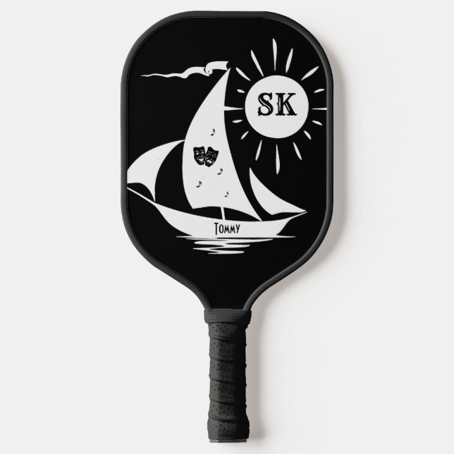 Lazy Day Segelboot Individuelle Name und Monogram Pickleball Schläger (Vorderseite)