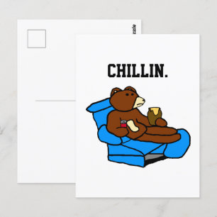 Lazy Easy Chair Bär, Funny Chillin’ Vater Cartoon Postkarte