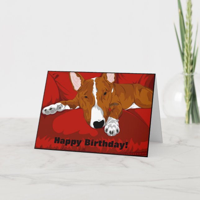 Lazy English Bull Terrier Dog Breed Illustration Karte (Vorderseite)