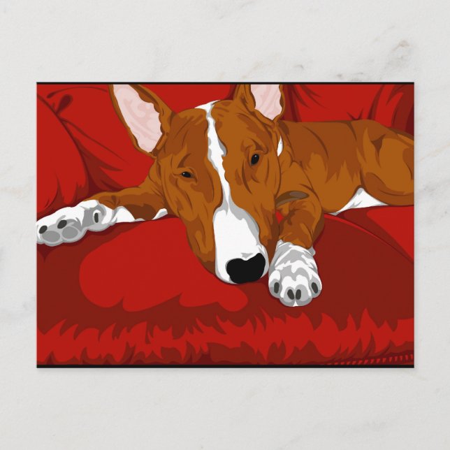 Lazy English Bull Terrier Dog Breed Illustration Postkarte (Vorderseite)