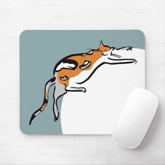Lazy Fat Tricolor Funny Cat Mousepad (Mit Mouse)