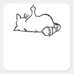 Lazy Funny Cat Shooting Stinky Finger - Geschenk Quadratischer Aufkleber