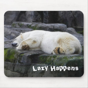 Lazy Happens Polar Bear Mousepad