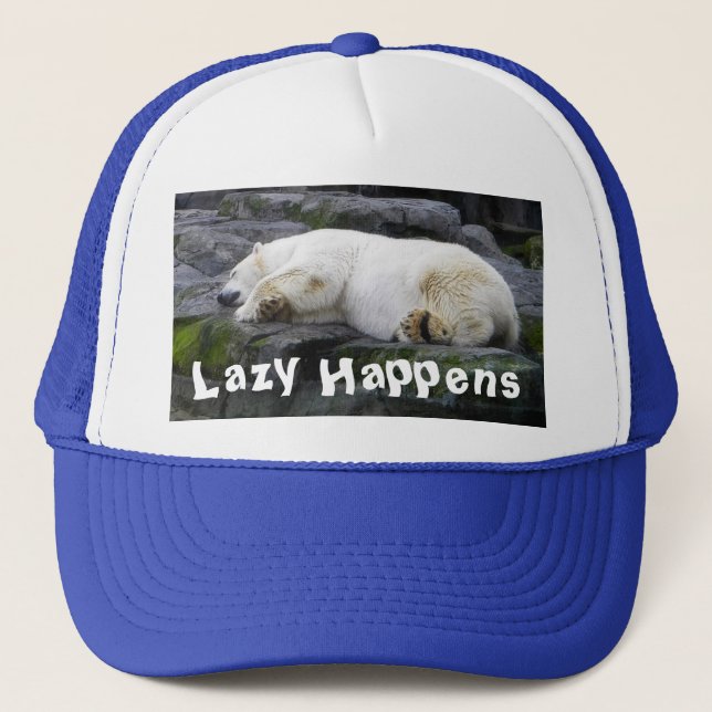 Lazy Happens Polar Bear Truckerkappe (Vorderseite)