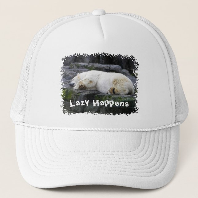 Lazy Happens Polar Bear Truckerkappe (Vorderseite)