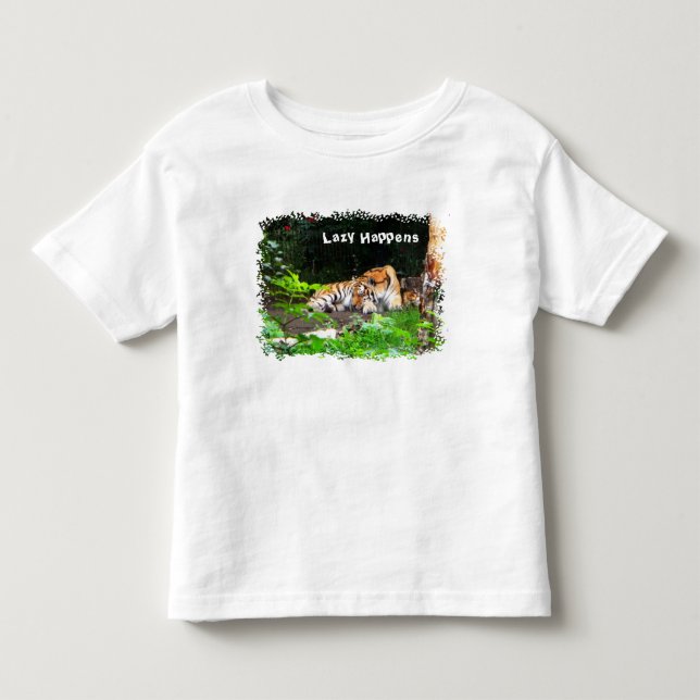 Lazy Happens Siberian Tiger Kleinkind T-shirt (Vorderseite)