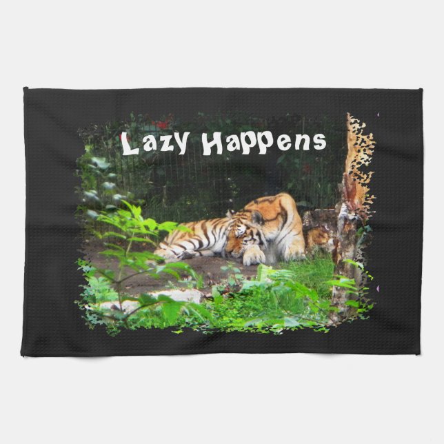 Lazy Happens Siberian Tiger Küchentuch (Horizontal)