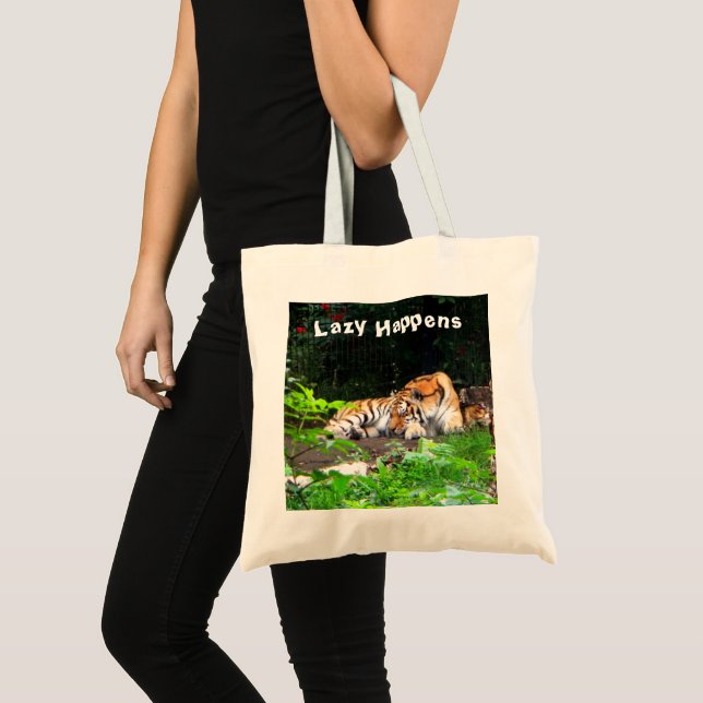 Lazy Happens Siberian Tiger Tragetasche (Vorderseite (Produkt))