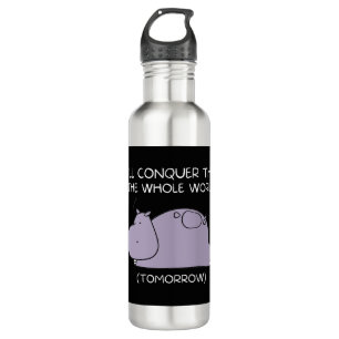 Lazy Hippo Ich erobere die Welt morgen Edelstahlflasche
