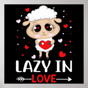 Lazy in Liebe Sheep für Valentinstag Singles Poster