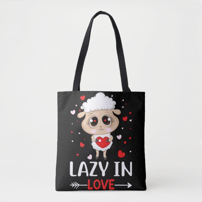 Lazy in Liebe Sheep für Valentinstag Singles Tasche (Vorderseite)