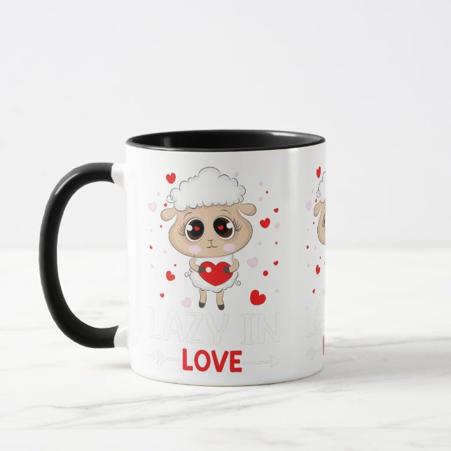 Lazy in Liebe Sheep für Valentinstag Singles Tasse (Links)