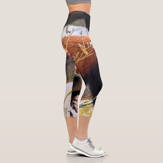 Lazy kleine rote Panda Capri Leggings (Rechts)