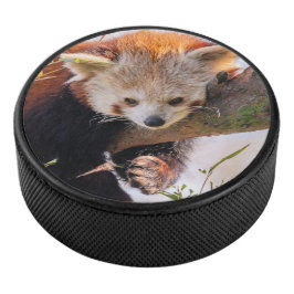 Lazy kleine rote Panda Eishockey Puck