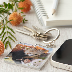 Lazy kleine rote Panda Schlüsselanhänger