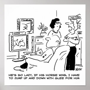 Lazy Man beobachtet Pferderennen im Fernsehen Poster