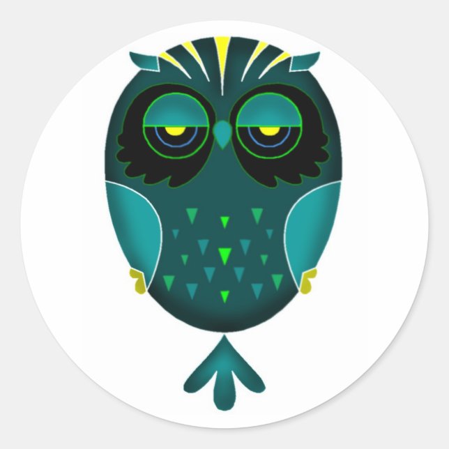 Lazy Owl Runder Aufkleber (Vorderseite)