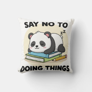 Lazy Panda Cartoon Schlafen mit lustigem Zitat Kissen