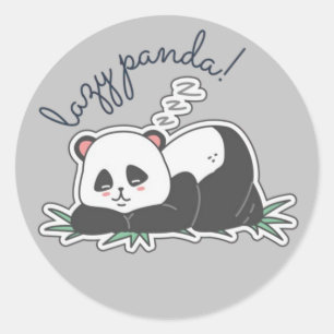 Lazy Panda Runder Aufkleber