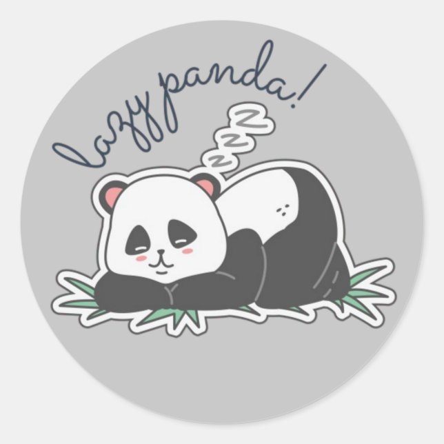 Lazy Panda Runder Aufkleber (Vorderseite)
