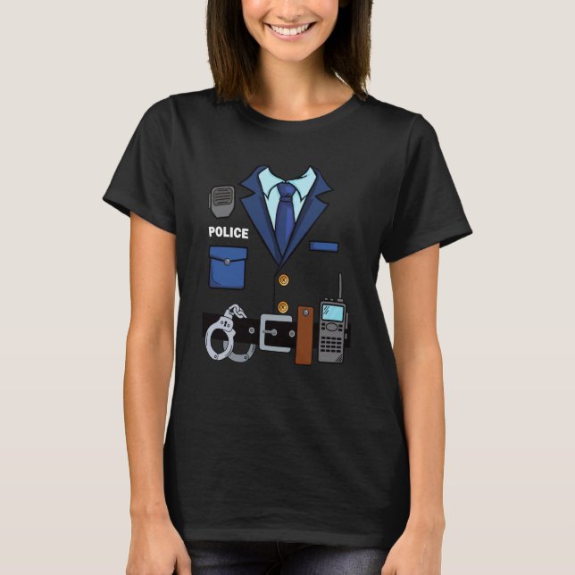 Lazy police costume carnival Policeman Officer T-Shirt (Vorderseite)