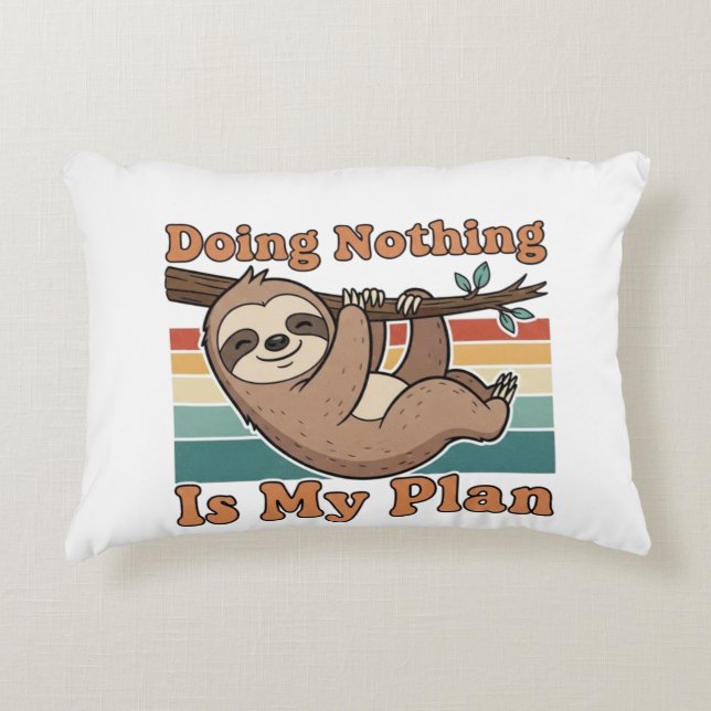 Lazy Retro Sloth Quote Rectangular Pillow Dekokissen (Vorderseite)