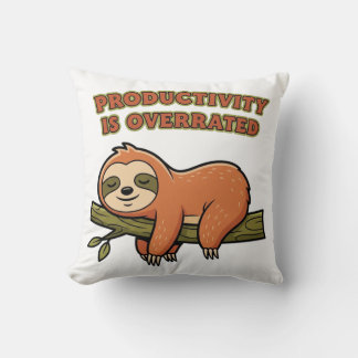 Lazy Retro Sloth Square Throw Pillow Kissen