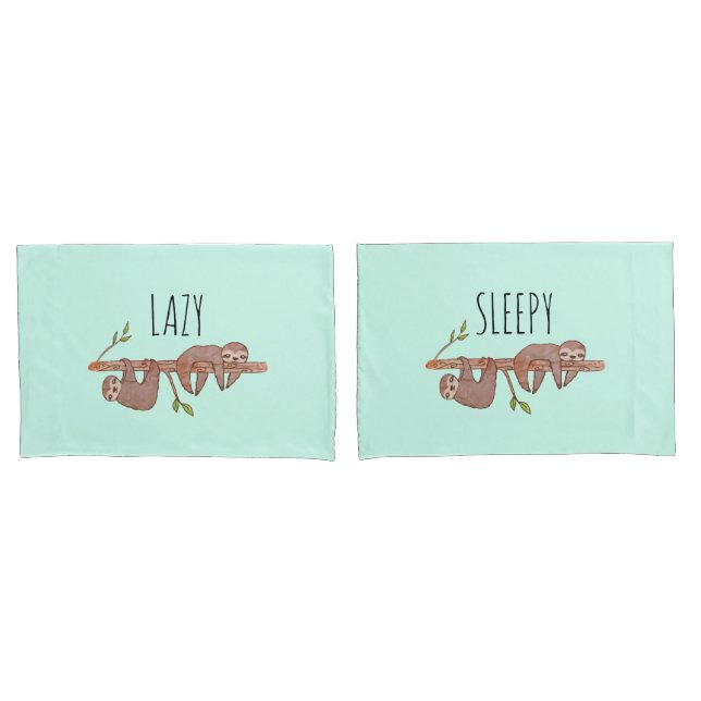 Lazy & Sleepy Niedlich Sloth Design, reversibel Kissenbezug (Vorderseite-Set)