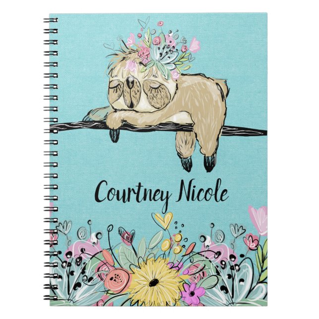 Lazy Sloth Carnet et journal personnalisés (Devant)