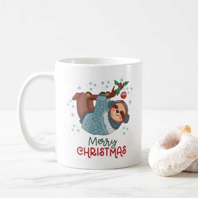 Lazy Sloth Christmas Kaffeetasse (Mit Donut)