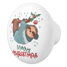 Lazy Sloth Christmas Keramikknauf