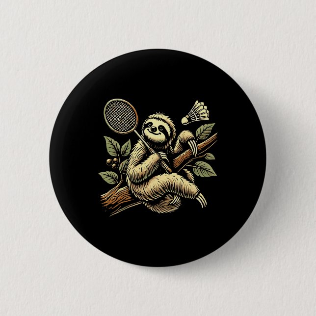 Lazy Sloth Dminton Player Shuttle 1 Button (Vorderseite)