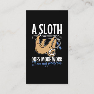 Lazy Sloth Funny Pankreas T1D Diabetes Visitenkarte