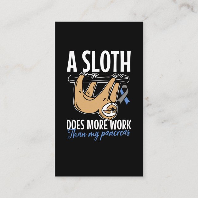 Lazy Sloth Funny Pankreas T1D Diabetes Visitenkarte (Vorderseite)