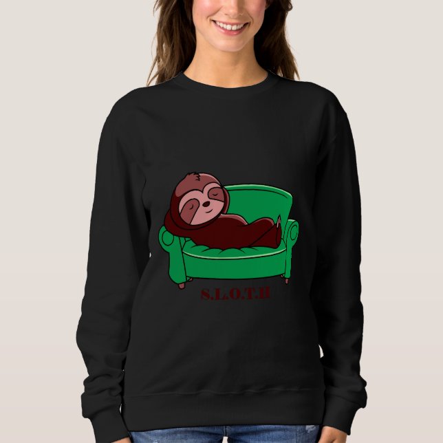 Lazy Sloth im Sofa Sweatshirt (Vorderseite)