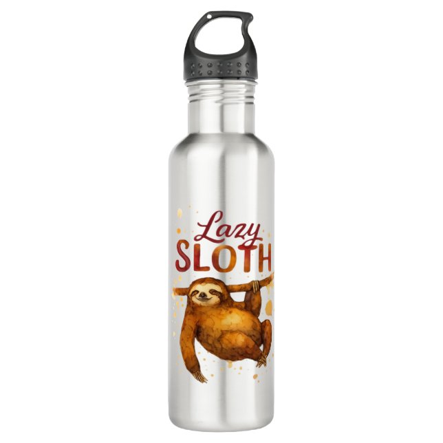 Lazy Sloth in Alcohol Ink Classic T - Shirt Edelstahlflasche (Vorderseite)