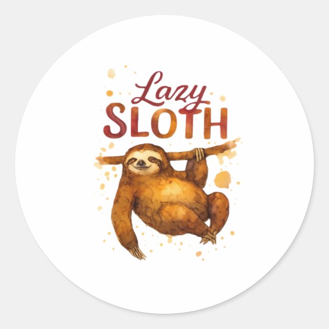 Lazy Sloth in Alcohol Ink Classic T - Shirt Runder Aufkleber (Vorderseite)