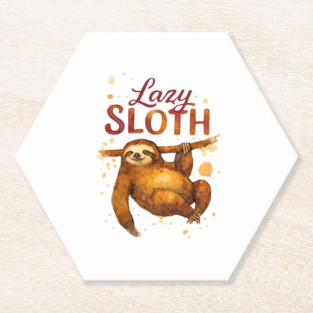 Lazy Sloth in Alcohol Ink Classic T - Shirt Untersetzer (Vorderseite)