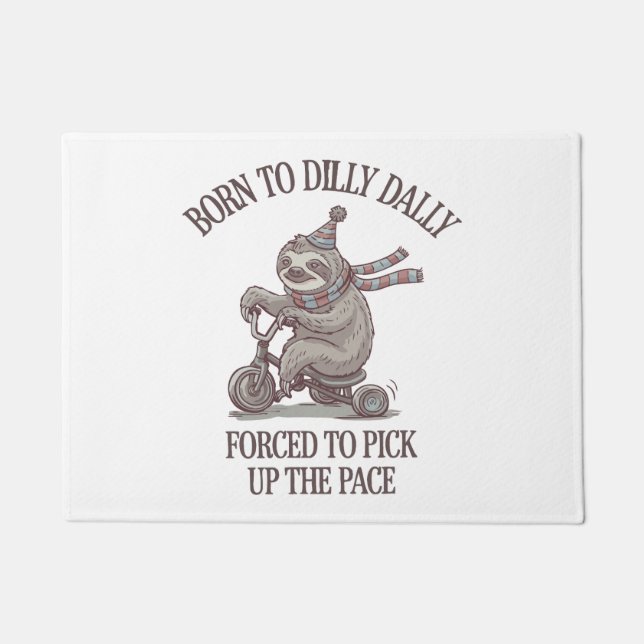 Lazy Sloth Retro Bike Cartoon Fußmatte (Vorderseite)