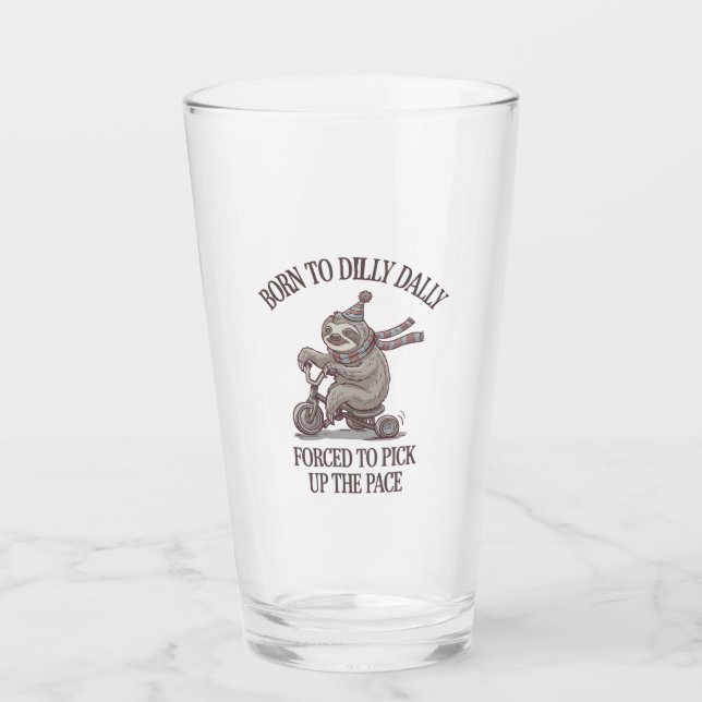 Lazy Sloth Retro Bike Cartoon Glas (Vorderseite)