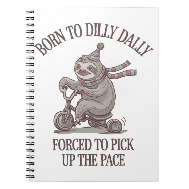 Lazy Sloth Retro Bike Cartoon Notizblock (Vorderseite)